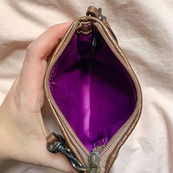 Coach Madison Leather Pleated Small Bronze Wristlet - Picture 3 of 3